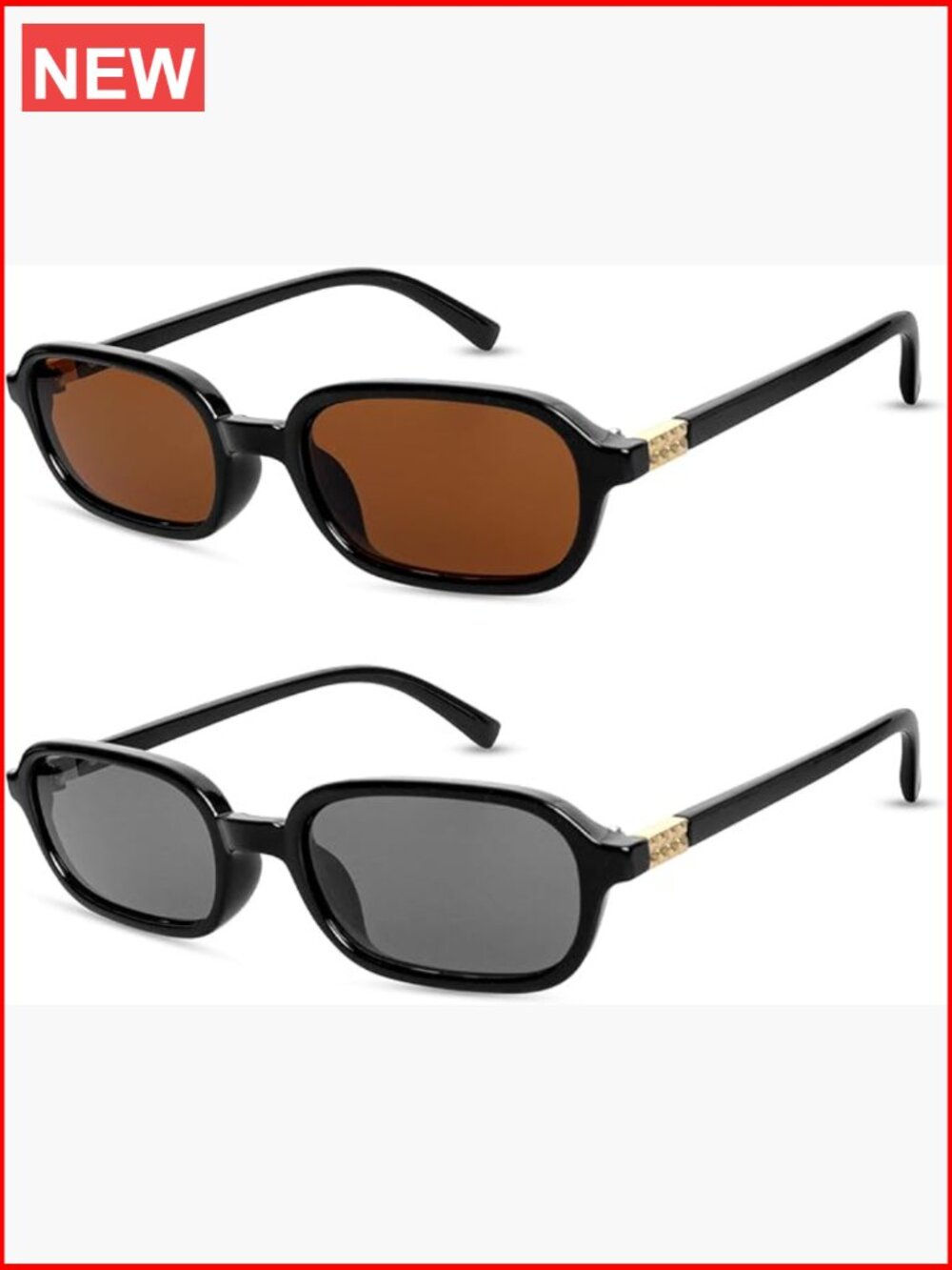 Retro 90s Sunglasses Small Rectangular Frame Lightweight Fashion - Picture 1 of 7